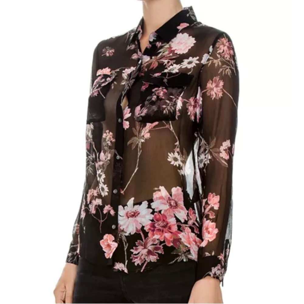 The Kooples Moulin Noir Printed Silk Shirt